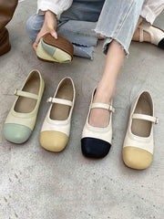 Mojoyce-Leisure Fashion Contrast Color Split-Joint Flat Heel Loafer Shoes