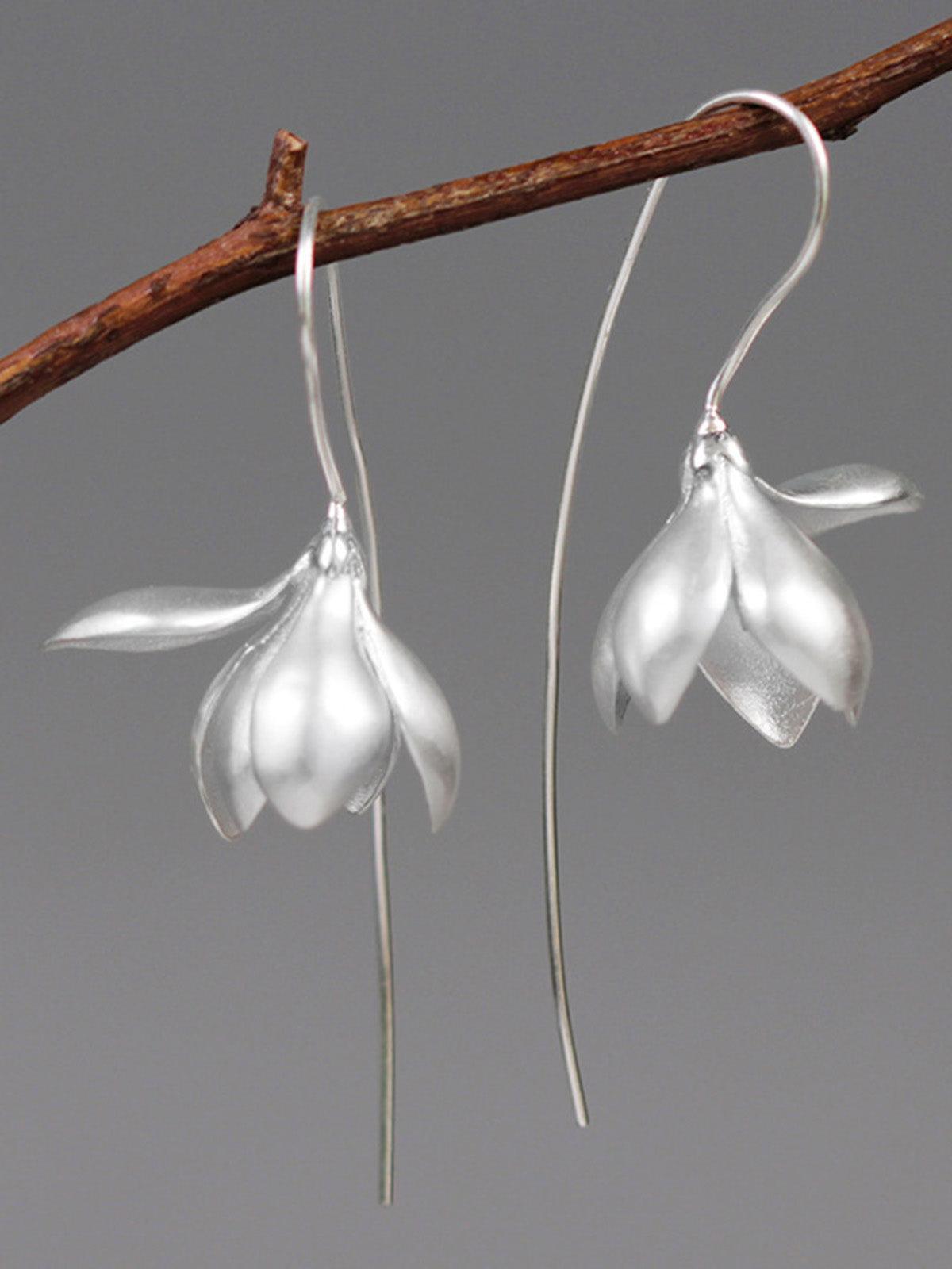 Mojoyce-Magnolia Natural Flower Earrings