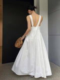 Mojoyce-Strappy Elegant A-line White Dress