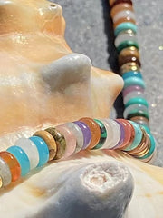 Mojoyce-Natural Stone Colorful Frisbee Necklace