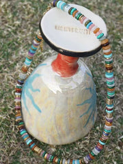 Mojoyce-Natural Stone Colorful Frisbee Necklace