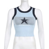 MOJOYCE-Y2K tanks spring Summer outfits Knitted Star Cropped Tank Top