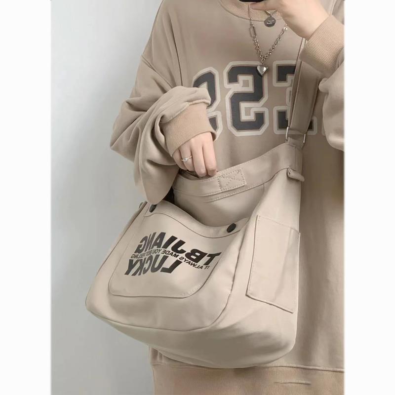 MOJOYCE-Letters Large Canvas Crossbody Bag