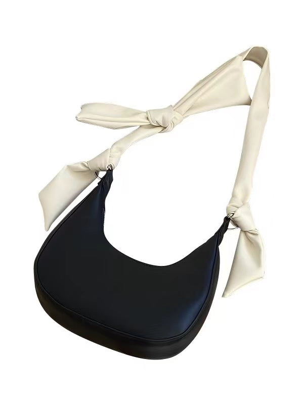 Mojoyce-Cute Bowknot Crescent Moon Shoulder Small Bag