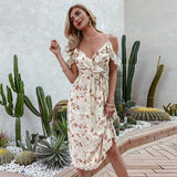 MOJOYCE-Women Summer Sexy y2k Fairy Dress Casual Loose Dress Off Shoulder Floral Print Summer Dress