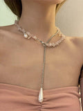 Mojoyce-Stylish Chic Stone Pearl Chain Necklace