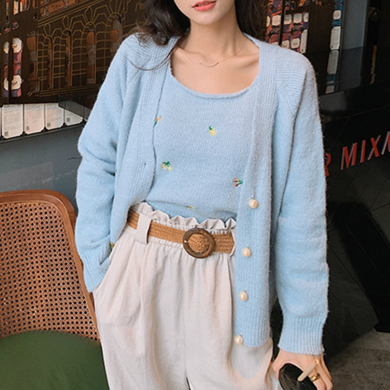 Mojoyce-A niche outfit for spring and autumn, Y2K outfit,Graduation gift,Casual Knit Cardigan