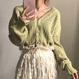 Mojoyce-A niche outfit for spring and autumn, Y2K outfit,Graduation gift,Vintage Elegant Cropped Sweater