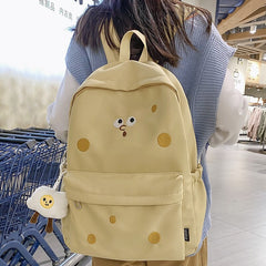 Back To School Fashion Ladies Cute Cartoon Pictures College Backpack Girl Trendy Embroidery Kawaii Bag Female Laptop Backpack Women Travel Bags