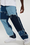 Mojoyce Mens Denim Pants Casual Black Blue Skinny Slim Fit Patchwork Denim Pants 2023 Biker Hip Hop Jeans For Men With Loose Denim Pants