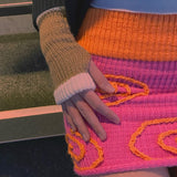 Mojoyce Knitted Color Block Crochet Mini Skirt 2022 Women Girls Y2K High Waist Bodycon Knitting Skirts Summer Club Streetwear