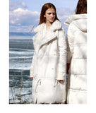 Christmas Gift Mojoyce White Duck Down Jacket Winter Women Lapel Solid Female Thick Down Long Coat