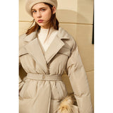 Christmas Gift Mojoyce Thick Winter Coat Women Fashion Olstyle Solid 90% White Duck Down Lapel Belt Women's Down Coat