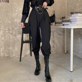 Mojoyce Korean Two-Piece Set Women 2023 Winter New Temperament Stand-Up Collar Puff Sleeve Shirt Tops Female + Harem Pants Suit Female