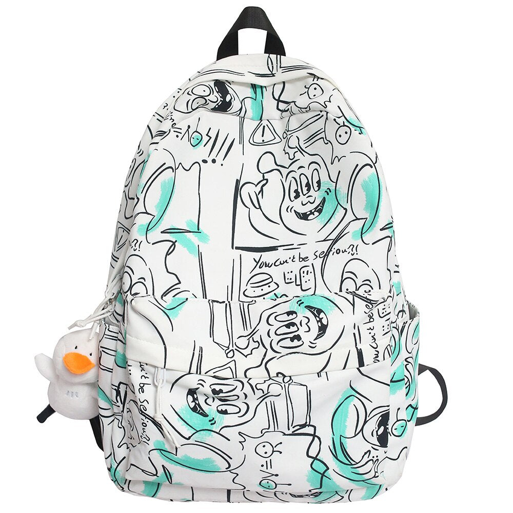 Back to School Lady Fashion Graffiti Backpack Waterproof Women Book Boy Bags Female Laptop Nylon Men Backpack Girl Student Male School Bag Cool