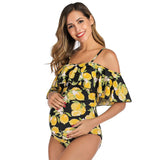 Summer Beach Bathing Suits Women Maternity Suspender Floral Print One Piece Pregnancy Swimsuit Swimwear