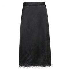 Mojoyce Vintage Y2K Aesthetic High Waist Skirt Lace Patchwork Harajuku Long Skirt Gothic Clothes 90S Straight Woman Skirts