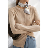 Christmas Gift Mojoyce Summer Cardigan For Women Elegant Oneck Thin Knitted Tops Casual Single Breasted Solid Women's Cardigan