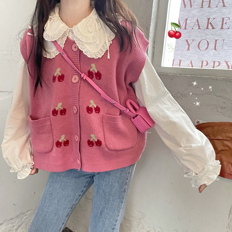 Mojoyce-A niche outfit for spring and autumn, Y2K outfit,Graduation gift,Cute Pink Knit Sweater