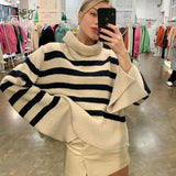 Mojoyce Tossy 2022 New Women's Turtleneck Sweater Fall Winter Knitted Pullovers For Women Casual Knitwear Long Sleeve Oversized Tops
