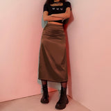 Mojoyce Vintage Y2K Aesthetic High Waist Skirt Lace Patchwork Harajuku Long Skirt Gothic Clothes 90S Straight Woman Skirts