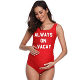 Women Tank Backless Maternity Swimsuit Letters Printed One Piece Swinwear Pregnant Swimsuit Premama Pregnancy Plus Size XL