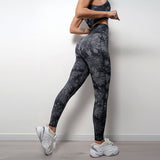 Mojoyce Tie Dye Yoga Leggings Fitness Sport Leggings For Women Workout Seamless Running Tights Pants Push Up High Waist Black Legging