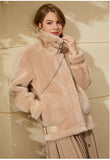 Christmas Gift Mojoyce Winter Women's Jacket Fashion Double-Faced Fur Thick Jackets For Women Causal Lapel Woolen Coat Female