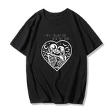 Mojoyce Gothic women Skeleton Kiss print T-shirt summer fashion dark punk casual streetwear new Harajuku O-neck short-sleeved T-shirt