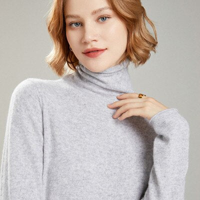 Mojoyce 2022 Fall/Winter Women Sweater Turtleneck Cashmere Sweater Women's Wool Knit Pullover Long-Sleeve Slim Bottoming Shirt Larg Size