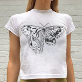 Mojoyce 2000s vintage short-sleeved T-shirt y2k aesthetic butterfly graphic print  slim crop top women's streetwear Harajuku basic Tee
