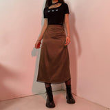 Mojoyce Vintage Y2K Aesthetic High Waist Skirt Lace Patchwork Harajuku Long Skirt Gothic Clothes 90S Straight Woman Skirts