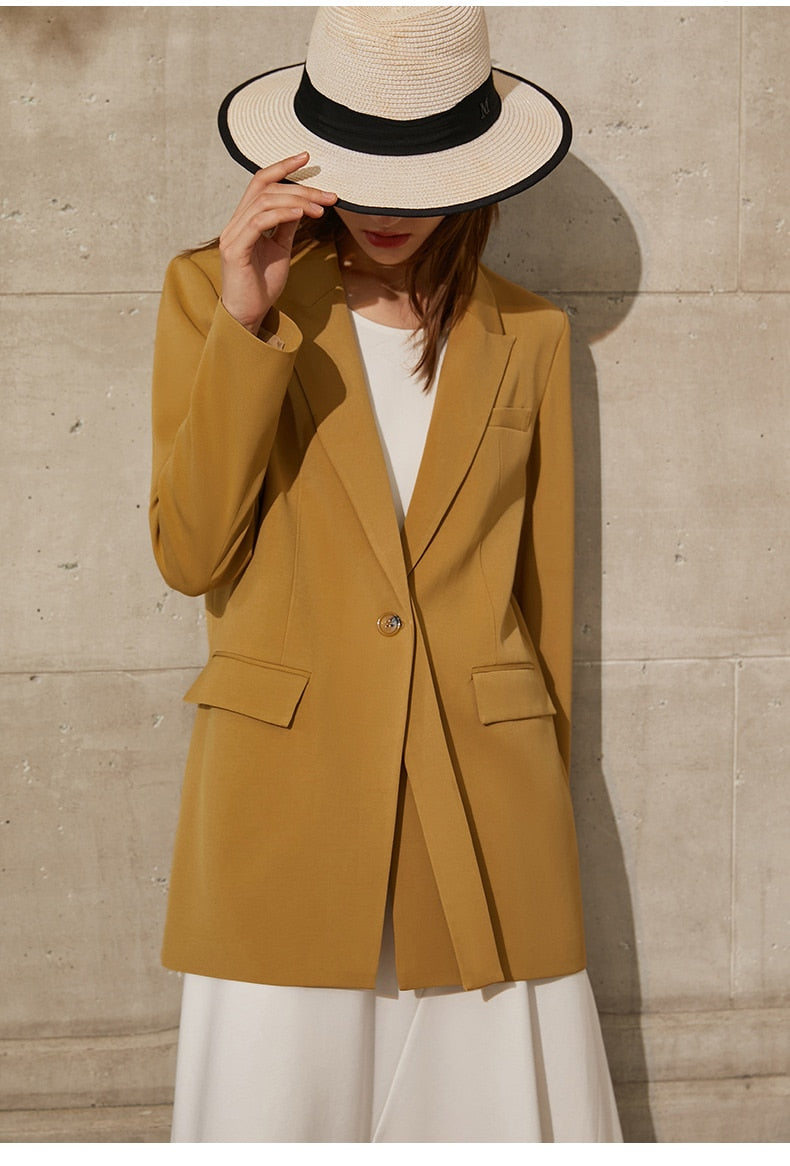 Christmas Gift Mojoyce Spring Autumn Fashion Blazer Women Offical Lady Lapel Solid Women's Jacket Female Suit Coat Tops