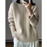 Mojoyce Autumn Winter New 100% Cashmere Wool Turtleneck Sweater Women Loose Thick Soft Warm Color Matching Knitted Bottoming Shirt Female