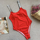 New 2022 Shiny Bandage Female Swimwear One Piece Swimsuit Women High Cut Monokini Bather Low Back Bathing Suit Swim Bodysuit