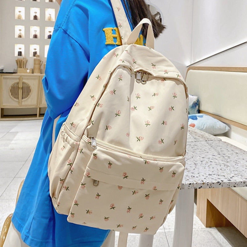 Women College Student Backpack Double Shoulder Large Capacity Travel Laptop Rucksack Book Schoolbag For Teenage Girl 2023 New