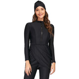 Mojoyce 2022 new Long sleeve solid black Muslim Swimwear Womens Muslim Swimsuit Burkini