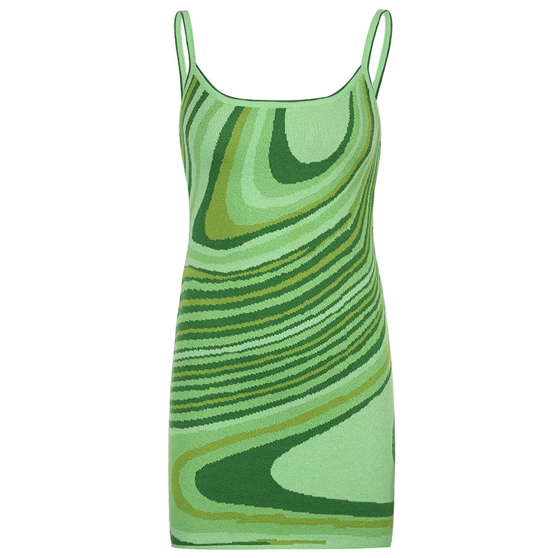 Mojoyce Heyoungirl Casual Strap Bodycon Knitted Mini Dress Women Green Summer Sleeveless Short Dresses Fashion Ladies Streetwear