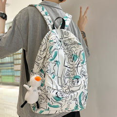 Back to School Lady Fashion Graffiti Backpack Waterproof Women Book Boy Bags Female Laptop Nylon Men Backpack Girl Student Male School Bag Cool