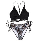 Mojoyce Bikini 2022 Leopard Swimsuit Women Lace Up Bathing Suit Summer Beachwear Female Brazilian Bikini Set Tie Dye Swimwear Women