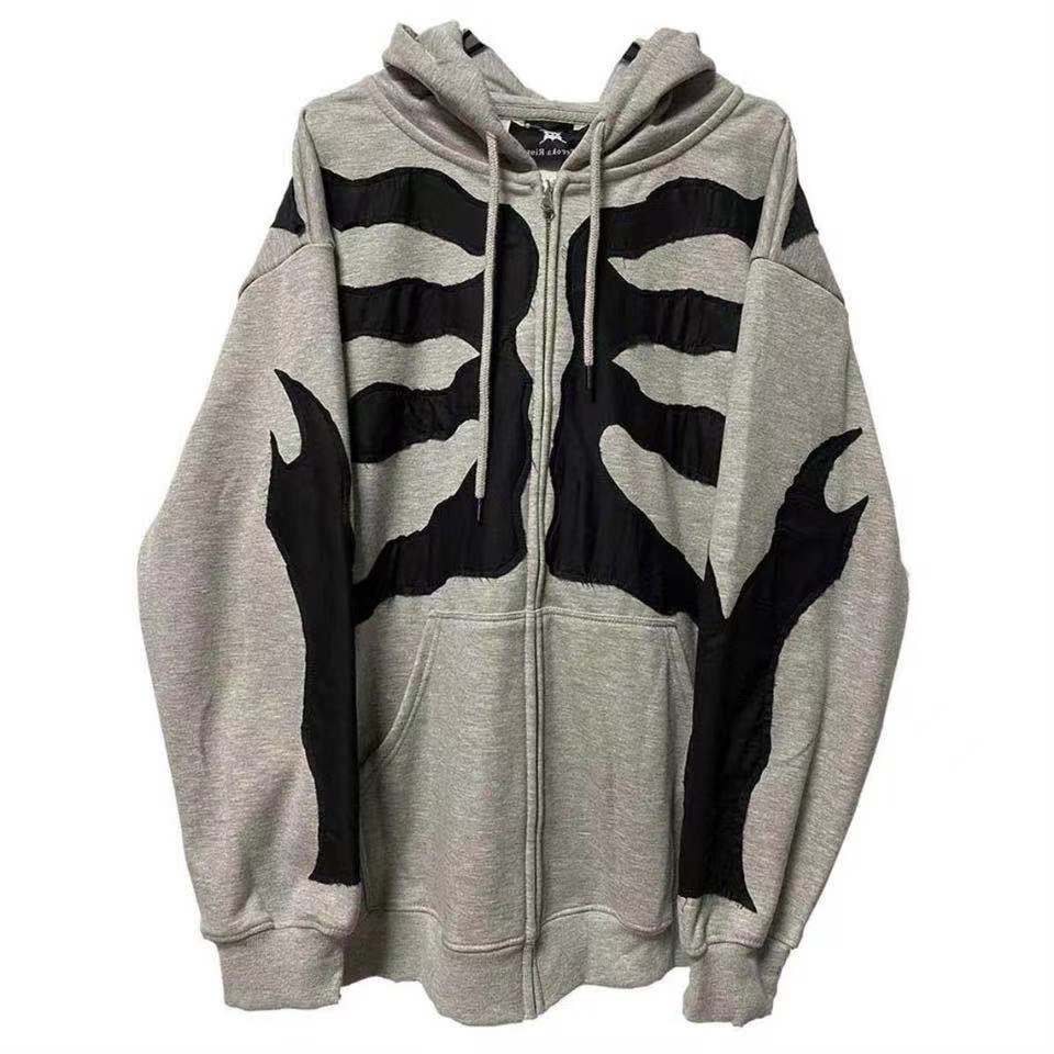 Mojoyce Y2K Gothic Butterfly Print Oversize Zip Up Hoodies 2023  Winter New Grunge Long Sleeve Sweatshirt Casual Hooded Jacket Streetwear