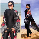 Mojoyce 2022 new Long sleeve solid black Muslim Swimwear Womens Muslim Swimsuit Burkini