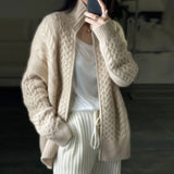 Mojoyce Autumn And Winter New Thick Turtleneck Cashmere Knitted Cardigan Women's Loose Wool Sweater Cardigan Larg Size Female Jacket Top