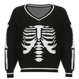 Mojoyce Darlingaga Gothic Skull Print Autumn Winter Woman Sweaters Y2K Fashion Loose Pullover Harajuku Knitted Sweater Ladies Pull Femme