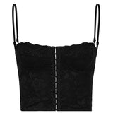 Mojoyce Sexy Backless Bandage Camisole Tops Summer Sleeveless Lace Patchwork Party Clubwear Ladies Crop Vest Hight Street Y2K