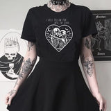 Mojoyce Gothic women Skeleton Kiss print T-shirt summer fashion dark punk casual streetwear new Harajuku O-neck short-sleeved T-shirt