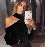 Mojoyce Women's Sweaters 2022 New Casual Solid Loose Sweater Bare Shoulders Knitted Pullovers Winter Oversized Sweaters ASSW60310