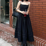 MOJOYCE-Women Summer Sexy y2k Fairy Dress Casual Loose Dress Lace Up Corset Black Maxi Dress
