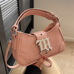 MOJOYCE-Metal Letter Buckled Crossbody Bag