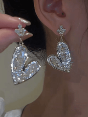 Mojoyce-Heart Full Diamond Crystal Earrings